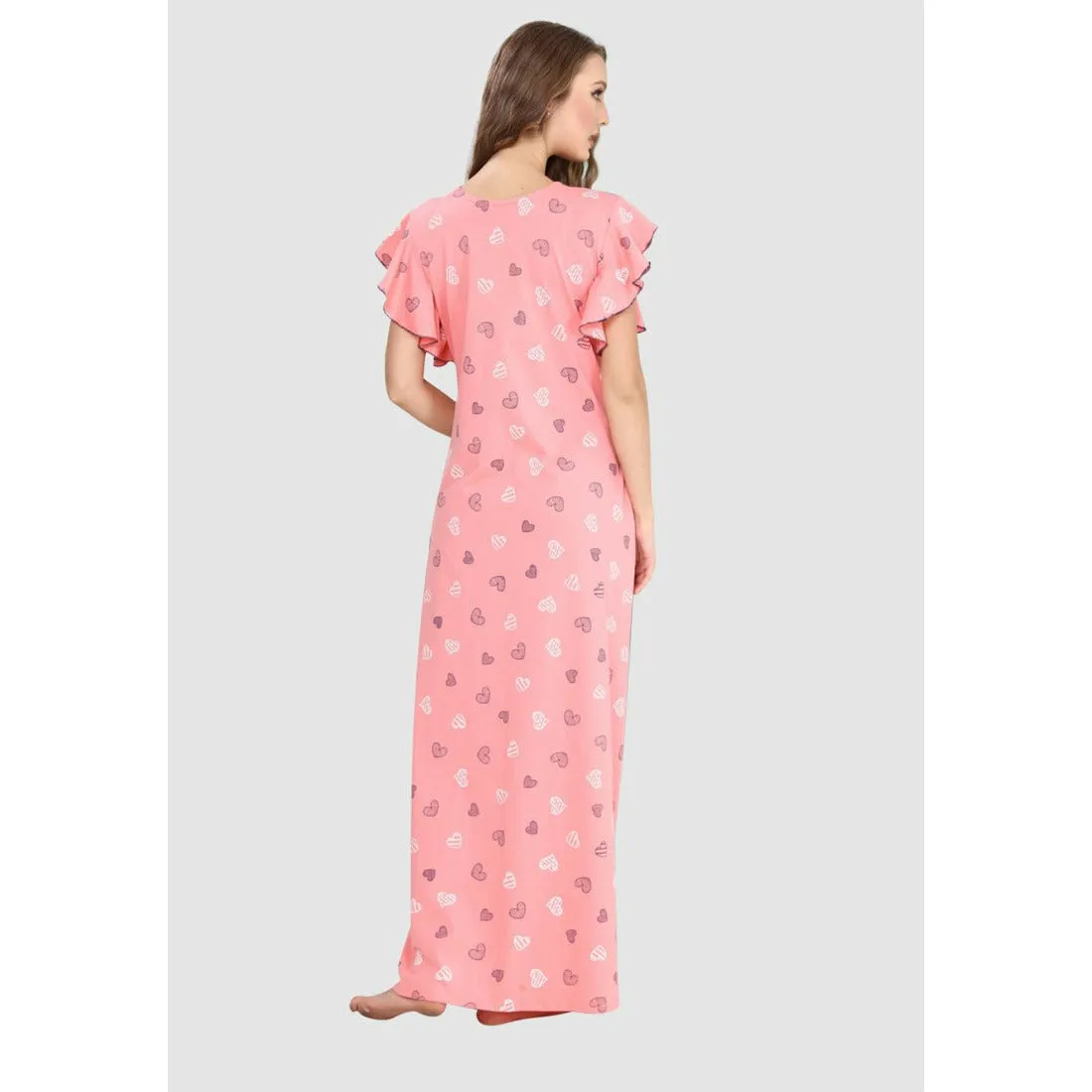 100% Rayon Button Up Neckline Long Nighty