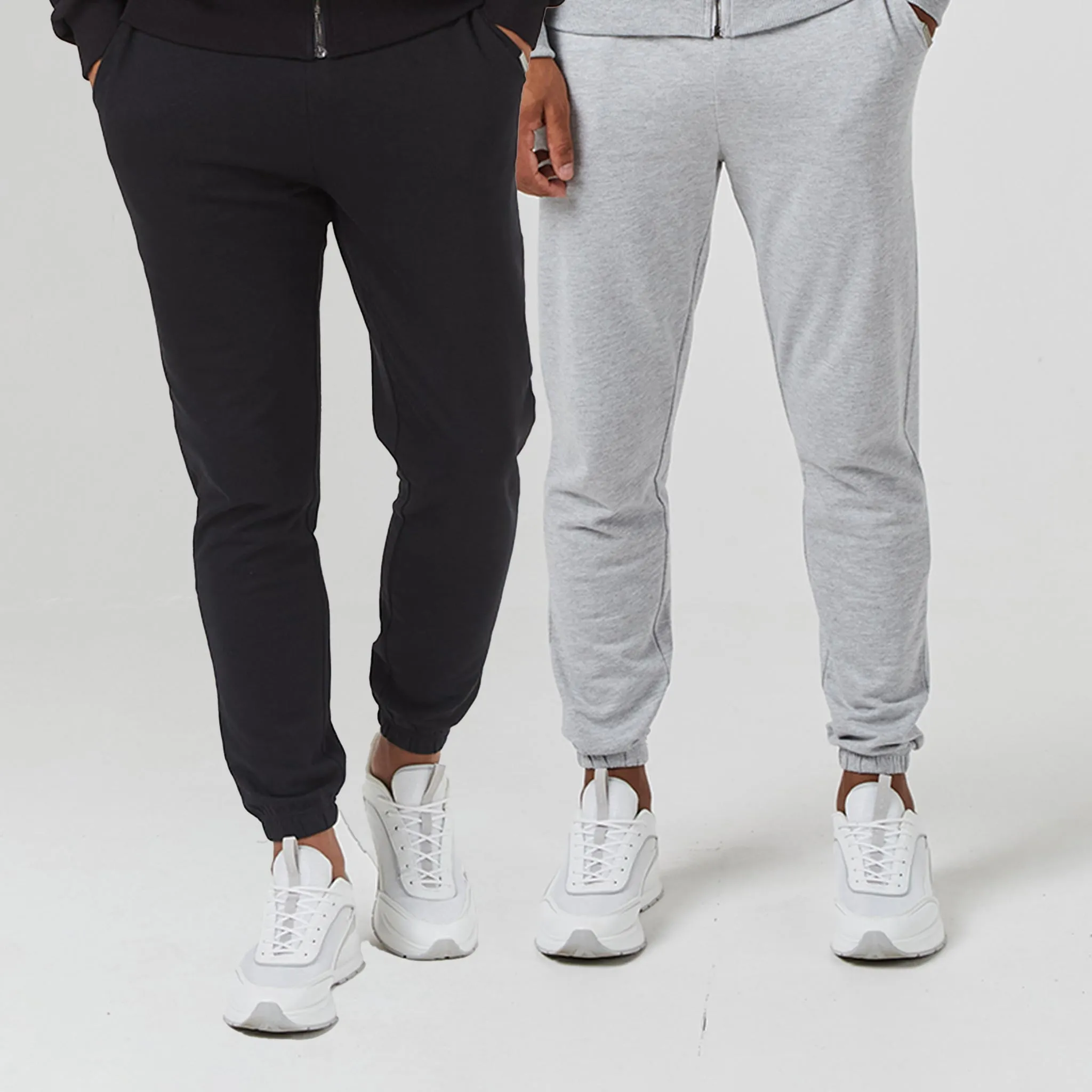 2-Pack Relaxed Fit Cuffed Joggers | Black Grey Marl