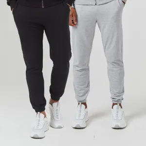 2-Pack Relaxed Fit Cuffed Joggers | Black Grey Marl