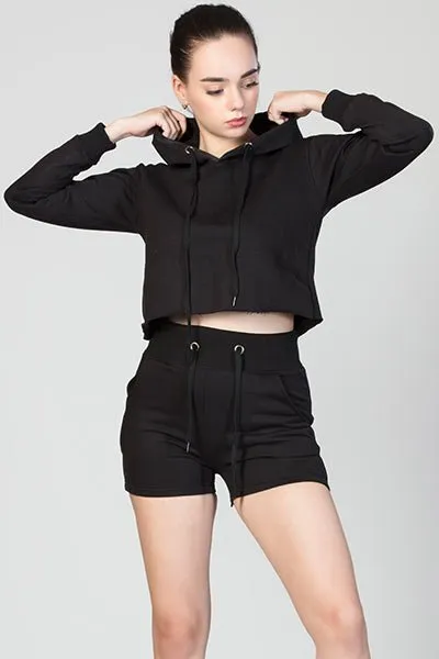 Active Long Sleeves Cropped Hoodie with Shorts