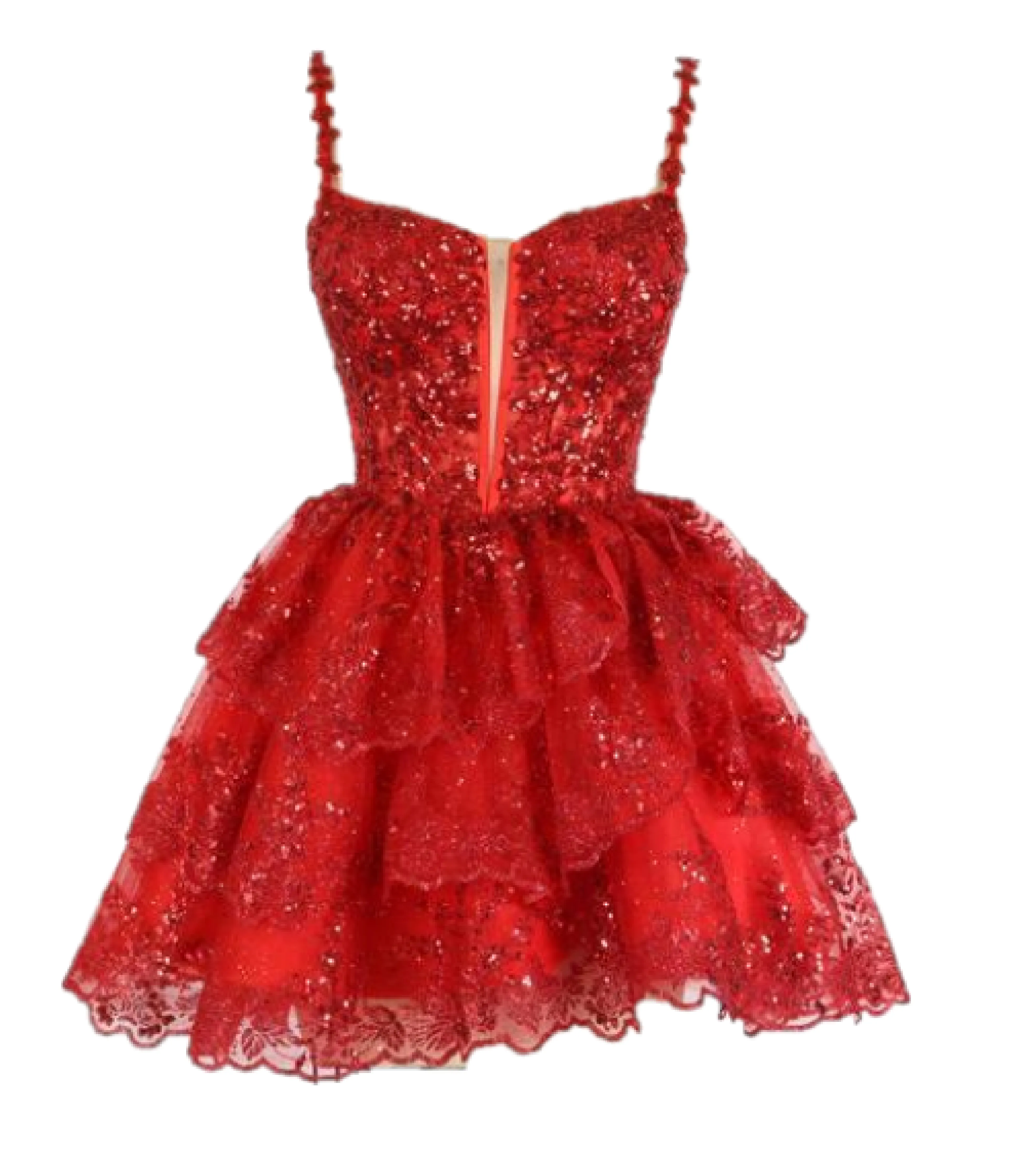 Amarra 88705 Short Ruffle Lace Sequin Corset Cocktail Dress Homecoming V Neck Gown