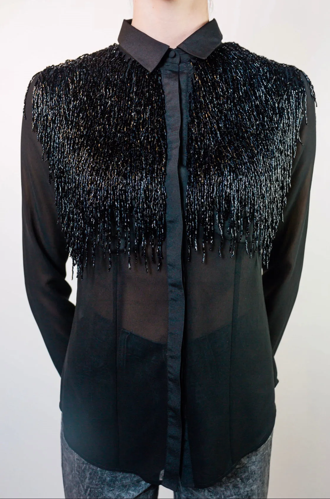 Any Old Iron Beaded Fringe Shirt