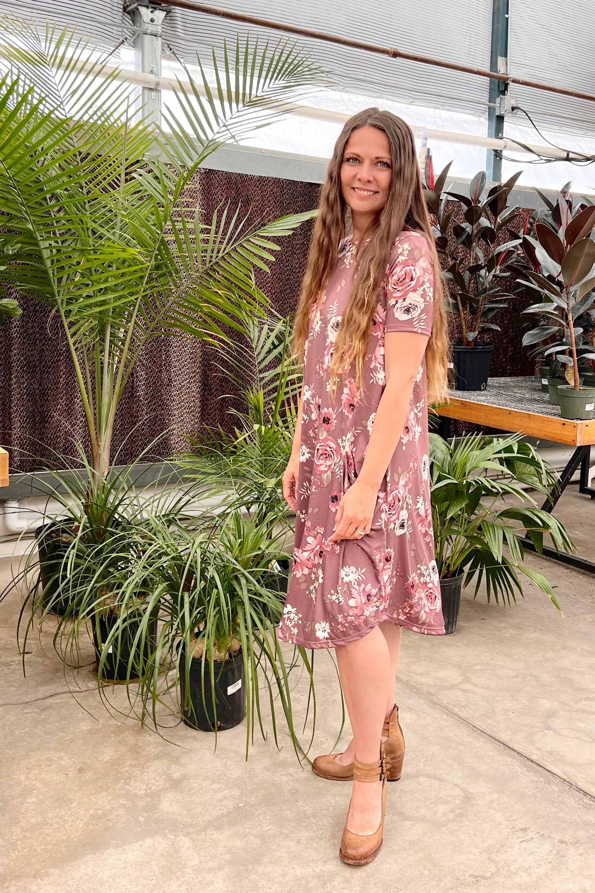 April Dress Mauve Floral