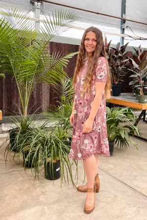 April Dress Mauve Floral
