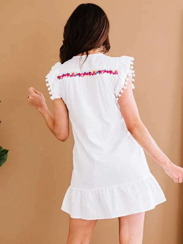 Bohemian Style Mini Dress with Ethnic Print