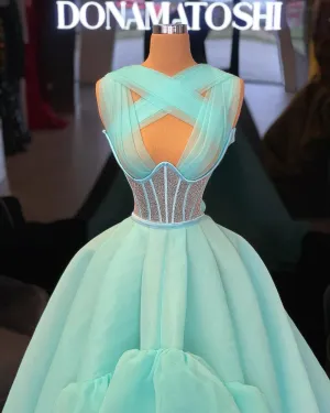 Chana Blue Beautiful Evening Dress