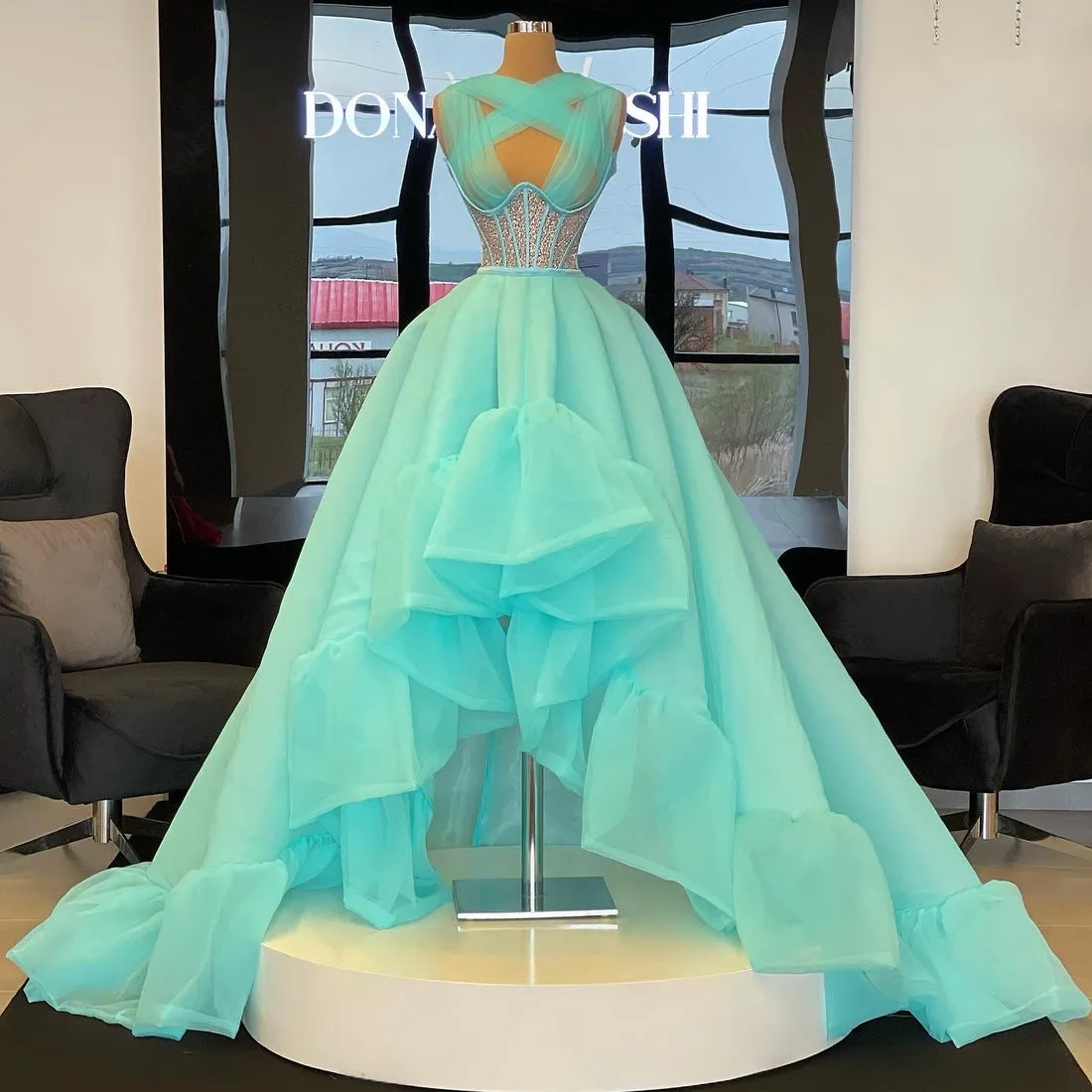 Chana Blue Beautiful Evening Dress