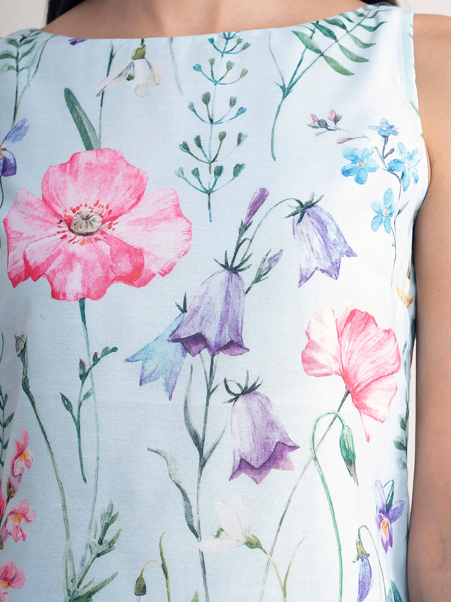 Chanderi Floral Dress - Sap Green