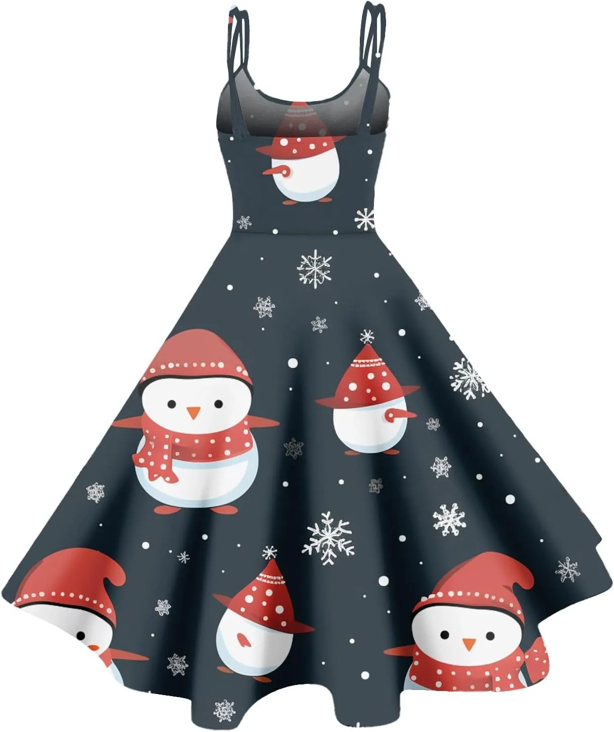 Christmas Dresses for Women Vintage Cocktail Swing Vacation Knee Length Midi Casual Dresses Holiday Beach Party Dress