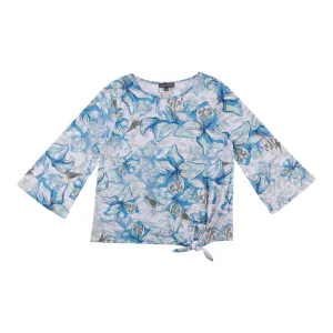 Classic Editions Women's Tie-front 3/4 Sleeve Blouse