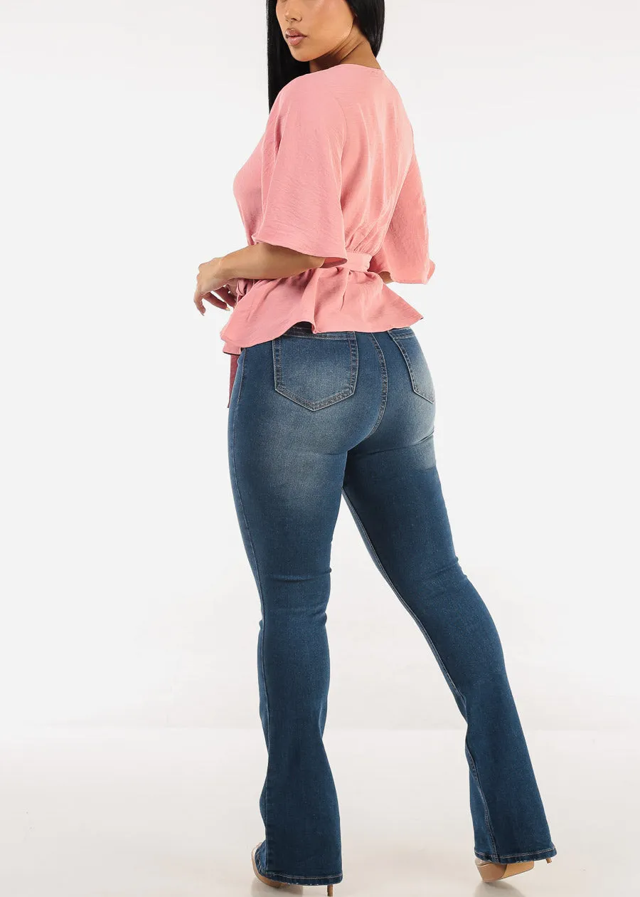 Classic Super High Waist Stretch Bootcut Jeans Med Blue