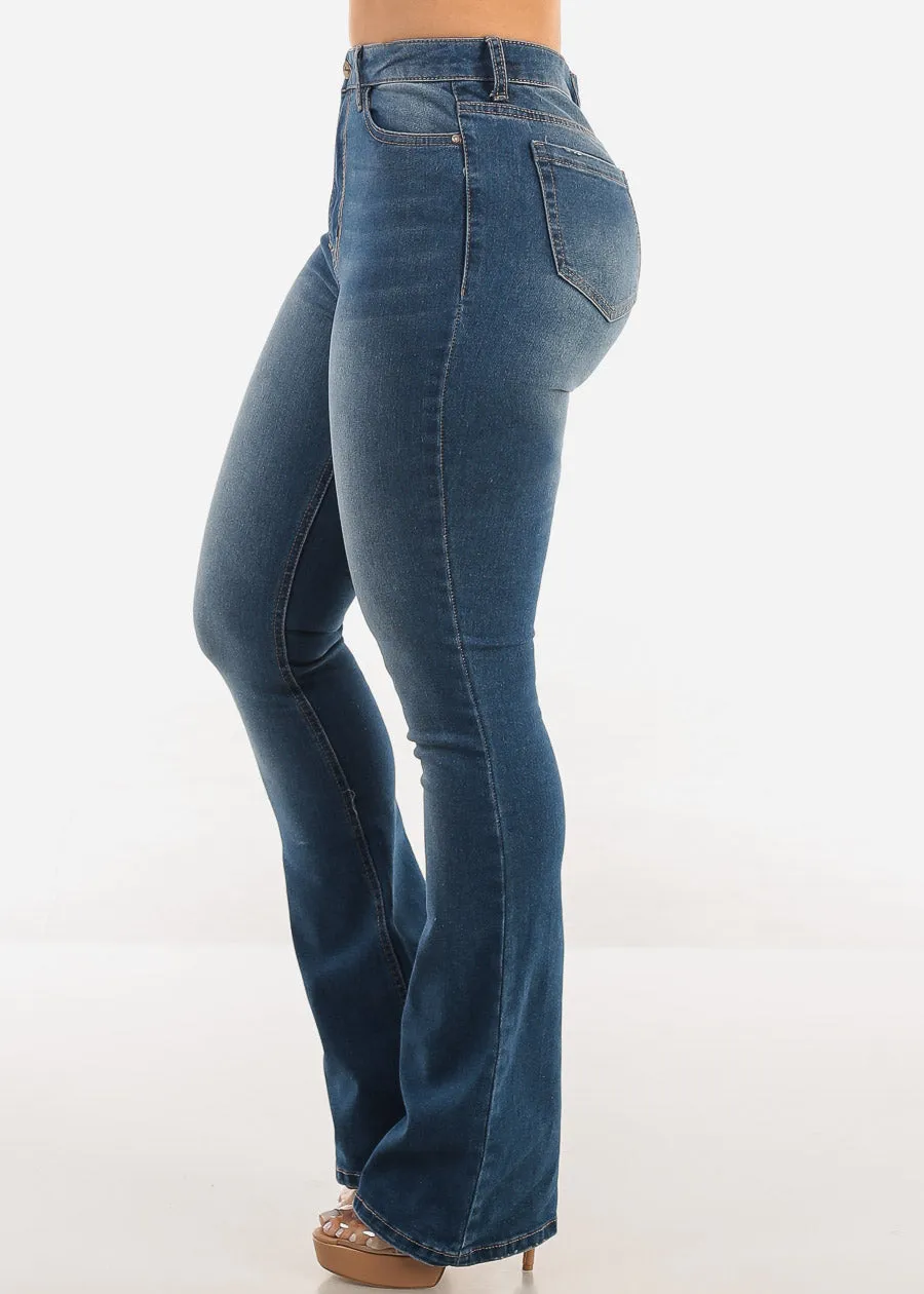 Classic Super High Waist Stretch Bootcut Jeans Med Blue