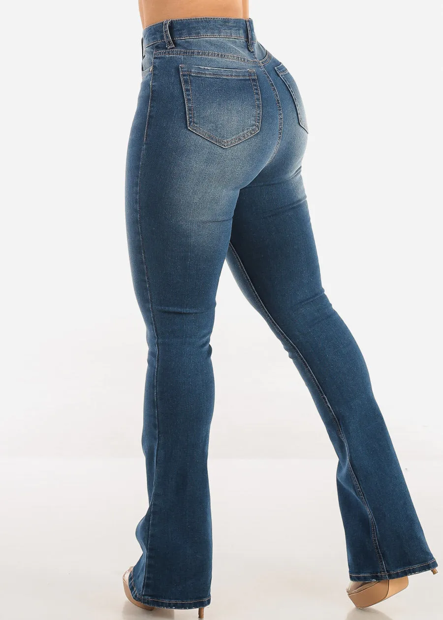 Classic Super High Waist Stretch Bootcut Jeans Med Blue
