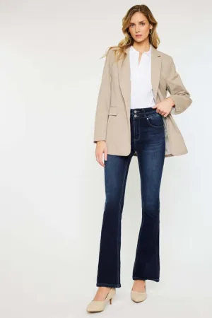 Dark Blue High Rise Wide Waistband Skinny Bootcut Jeans