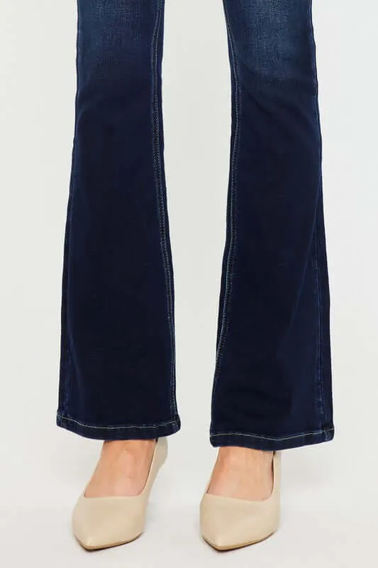 Dark Blue High Rise Wide Waistband Skinny Bootcut Jeans