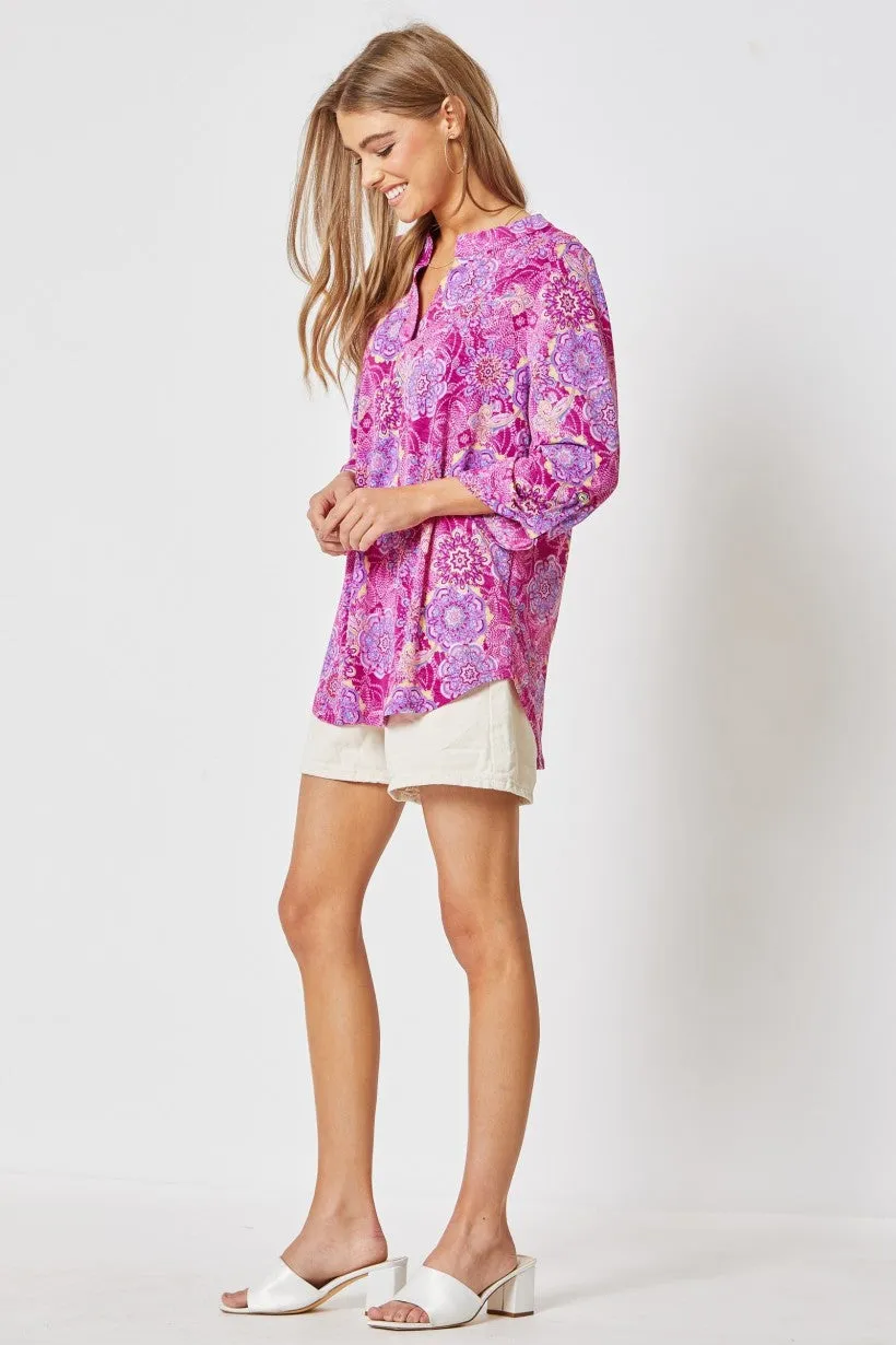 Dear Scarlett Lizzy Magenta Tunic Top