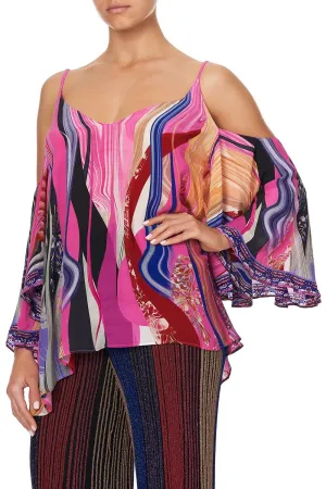 DROP SHOULDER STRAPPY BLOUSE FOLK RIVER