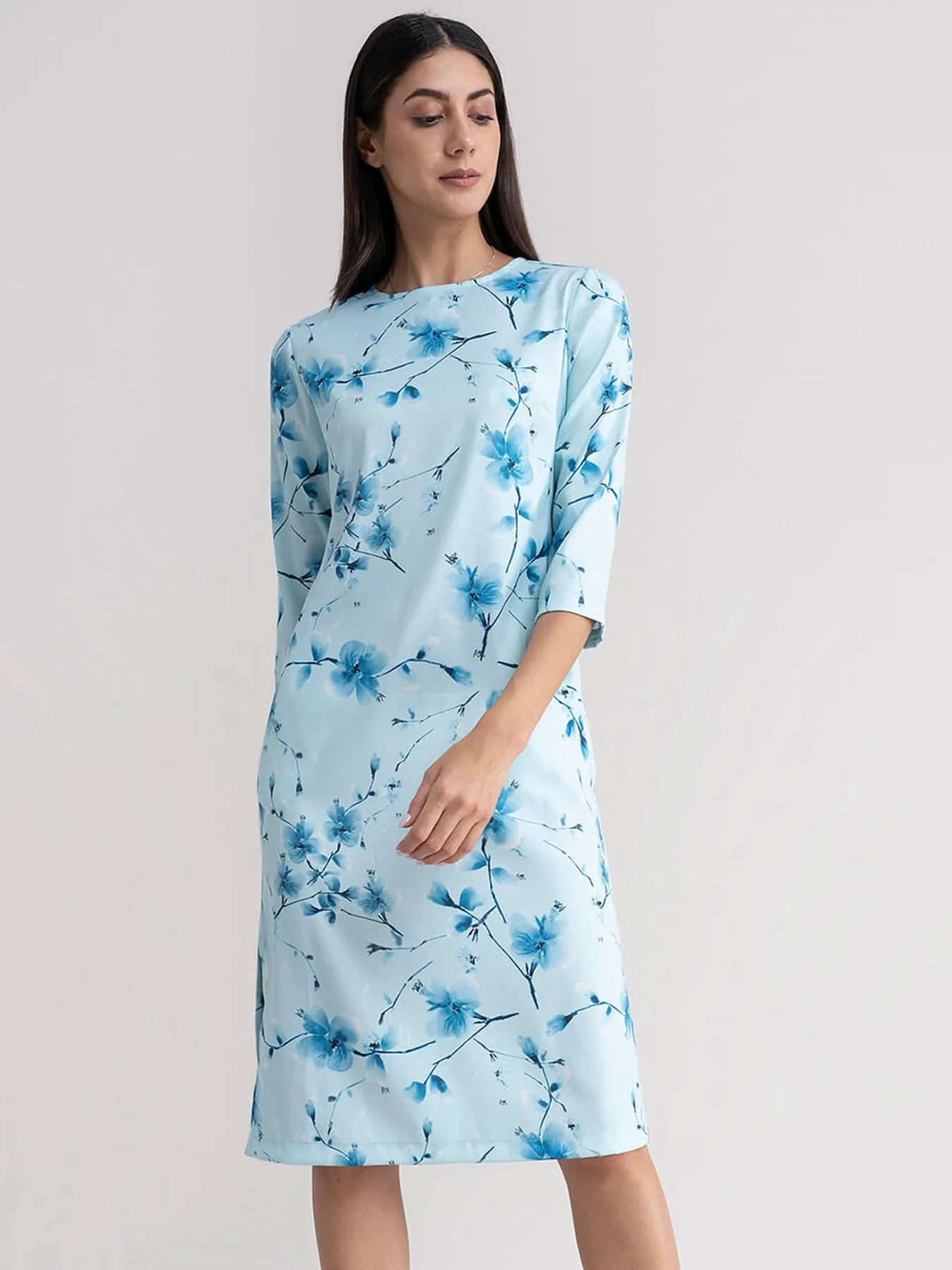 Floral Shift Dress - Blue