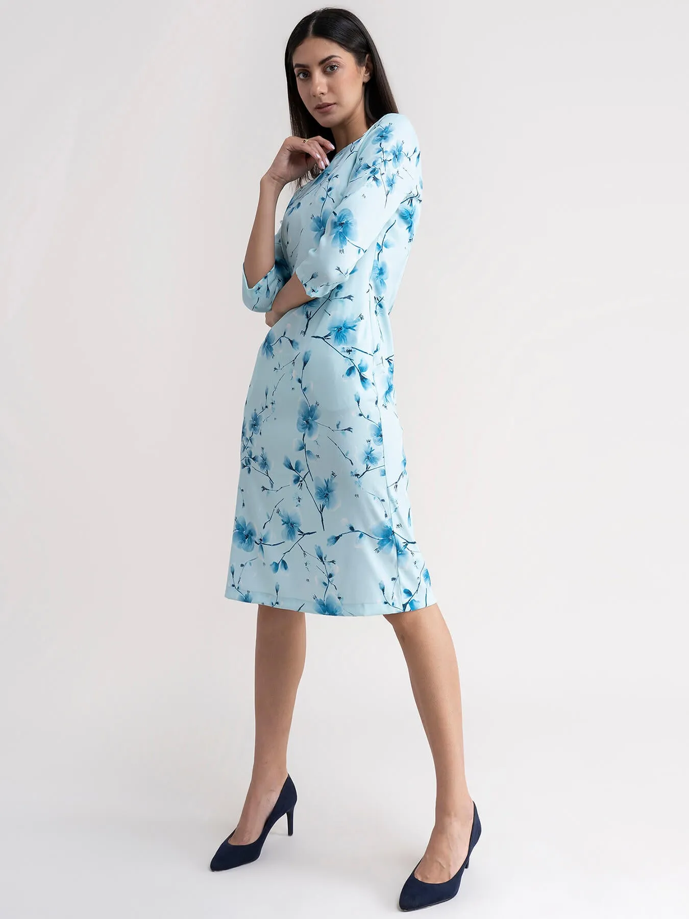 Floral Shift Dress - Blue