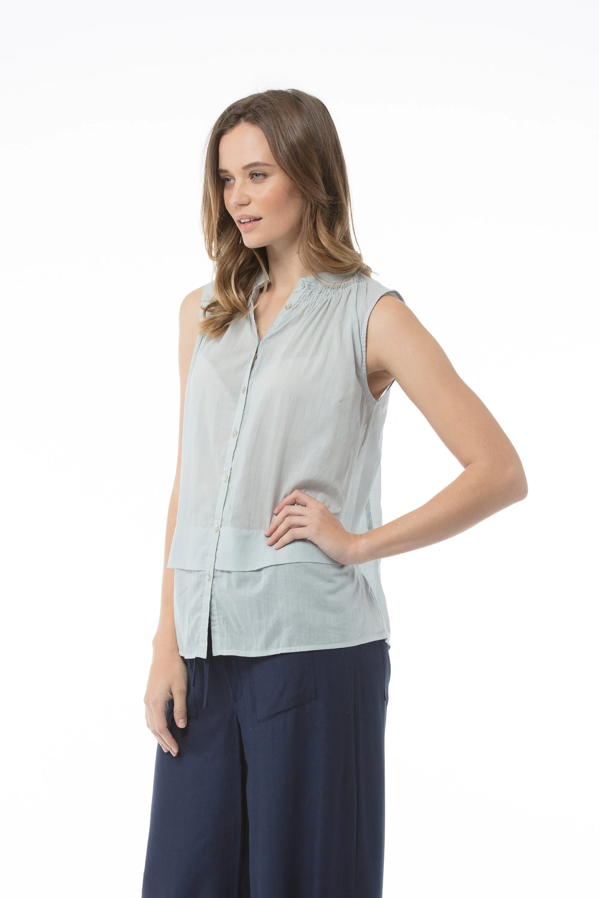 FRANCESCA Top - Washed Blue