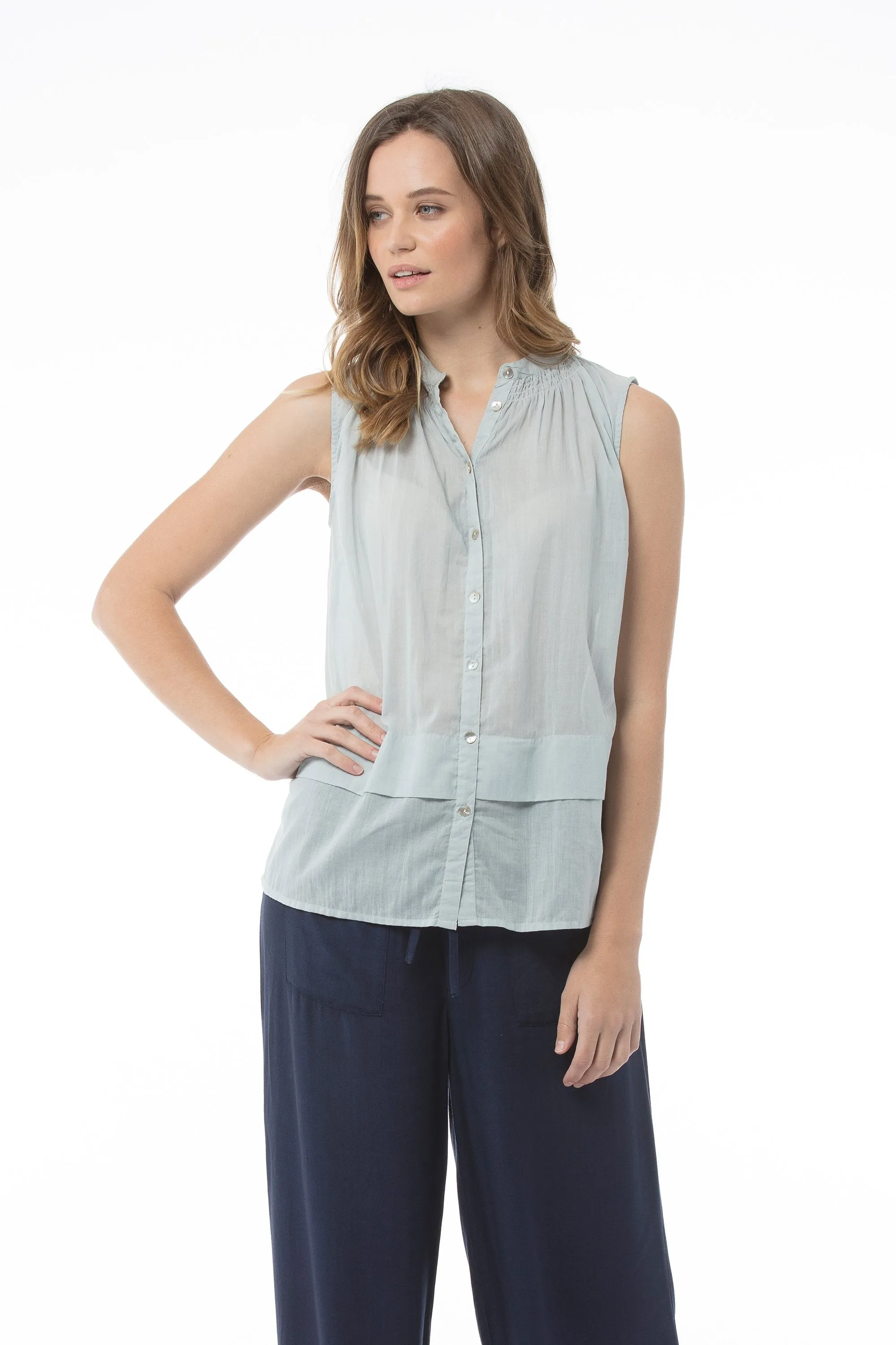 FRANCESCA Top - Washed Blue