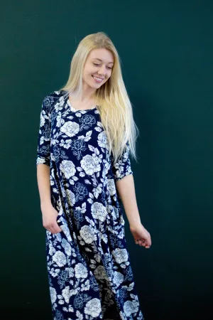 Jessi Dress Navy & White Floral