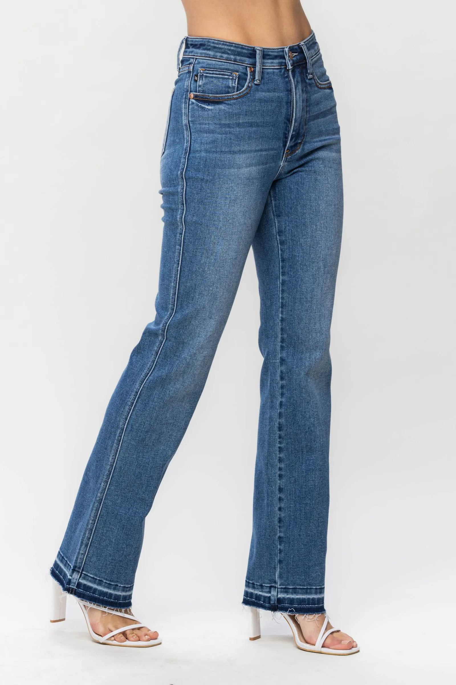 Judy Blue High Waisted Control Top Release Hem Slim Bootcut