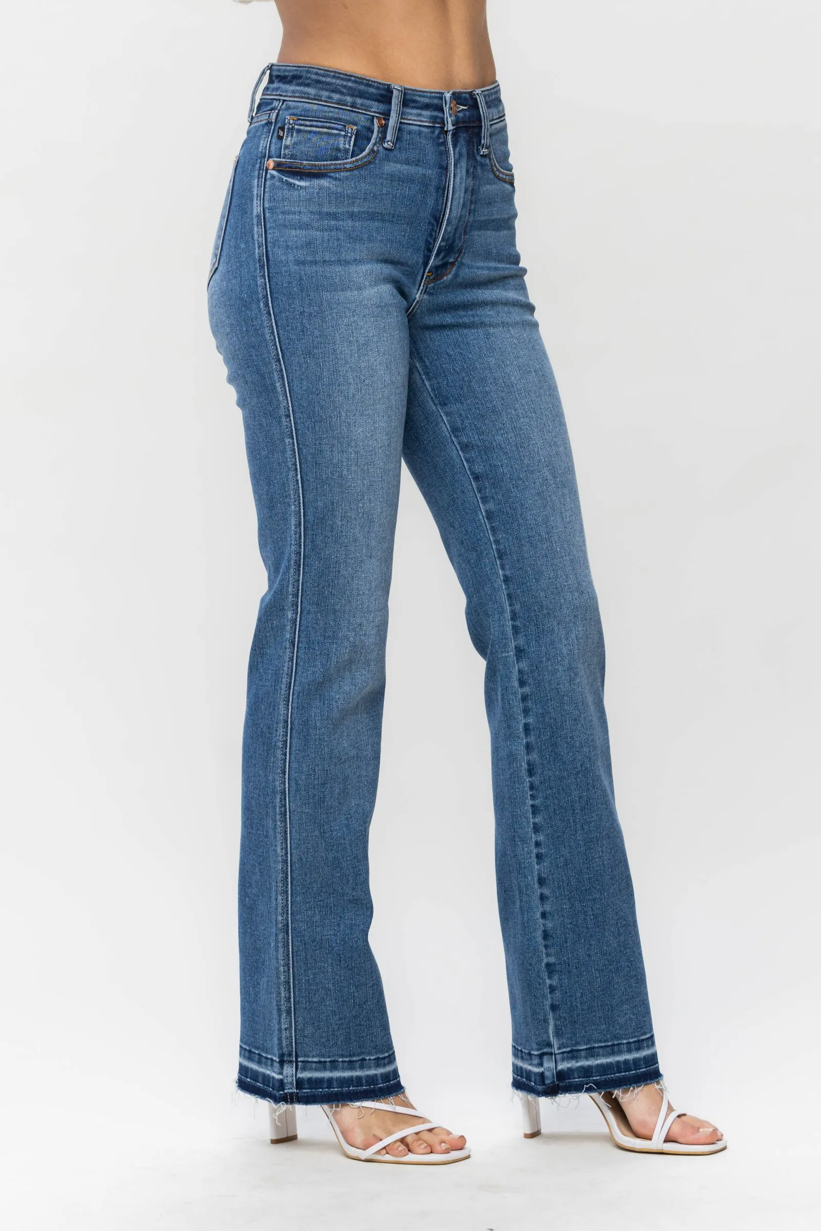 Judy Blue High Waisted Control Top Release Hem Slim Bootcut