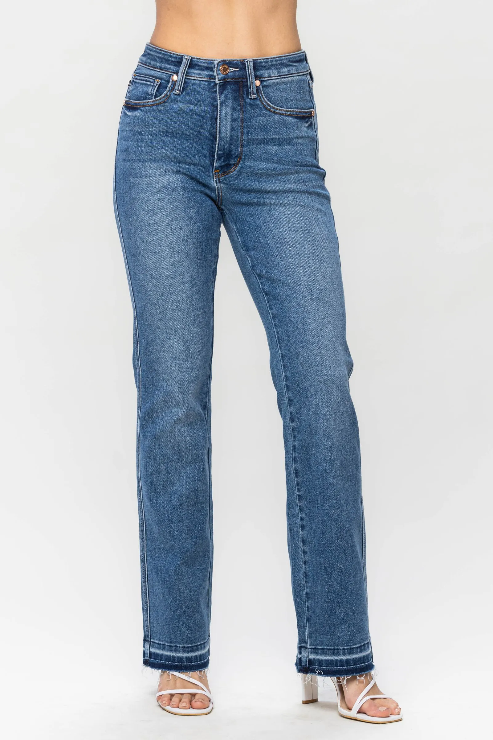 Judy Blue High Waisted Control Top Release Hem Slim Bootcut
