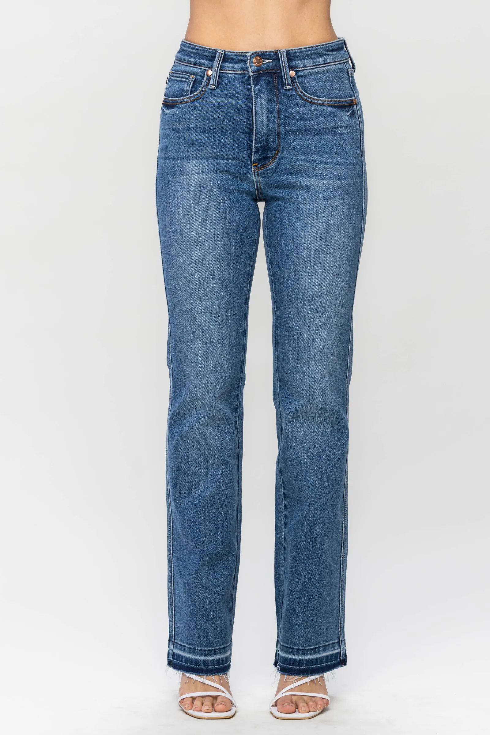 Judy Blue High Waisted Control Top Release Hem Slim Bootcut