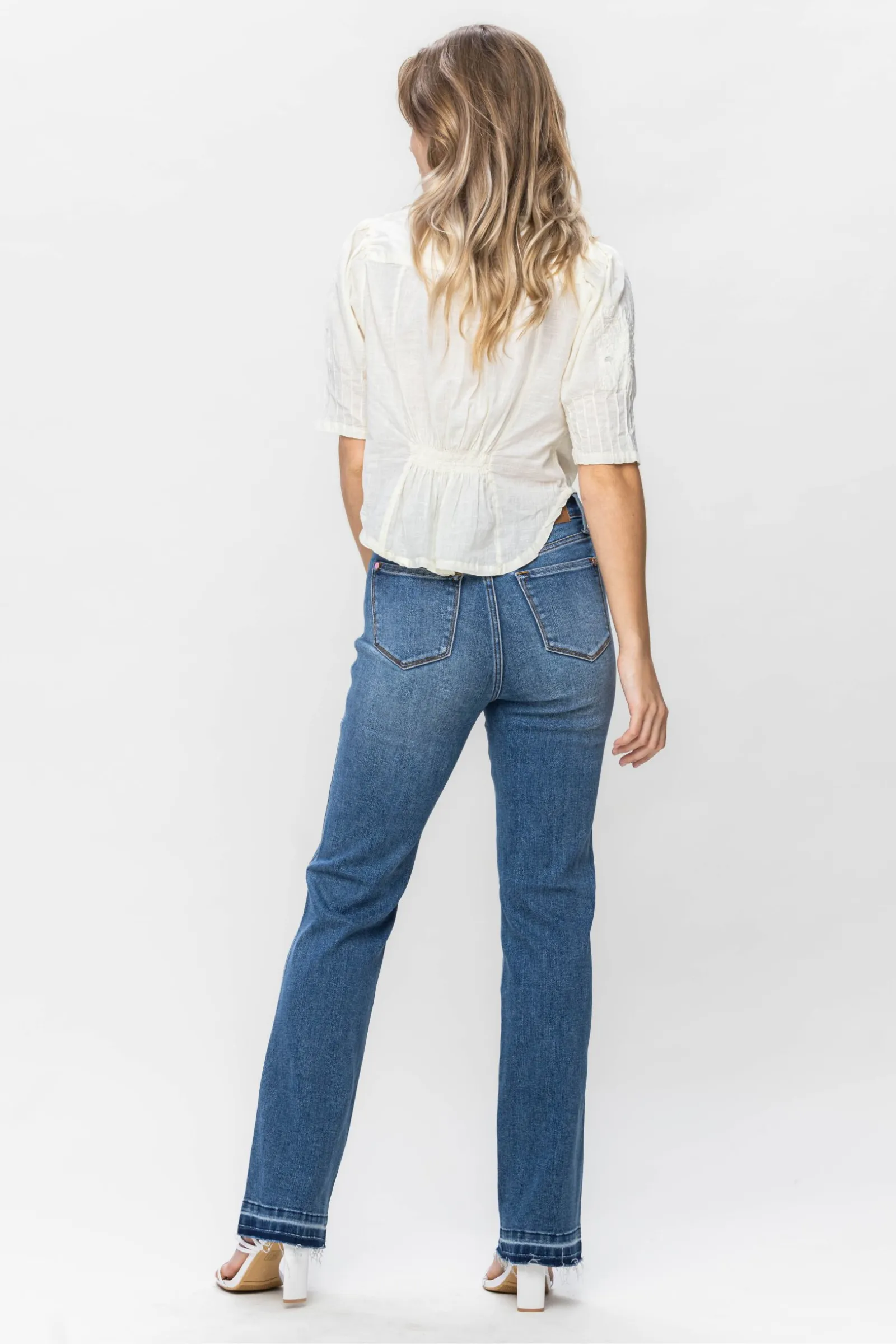 Judy Blue High Waisted Control Top Release Hem Slim Bootcut