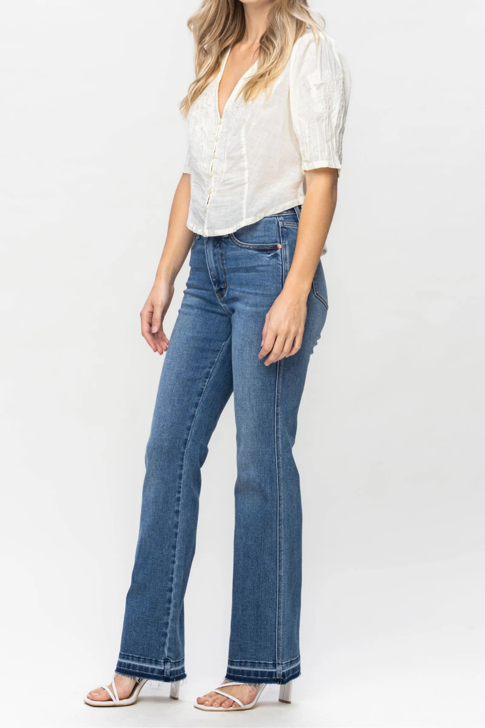 Judy Blue High Waisted Control Top Release Hem Slim Bootcut
