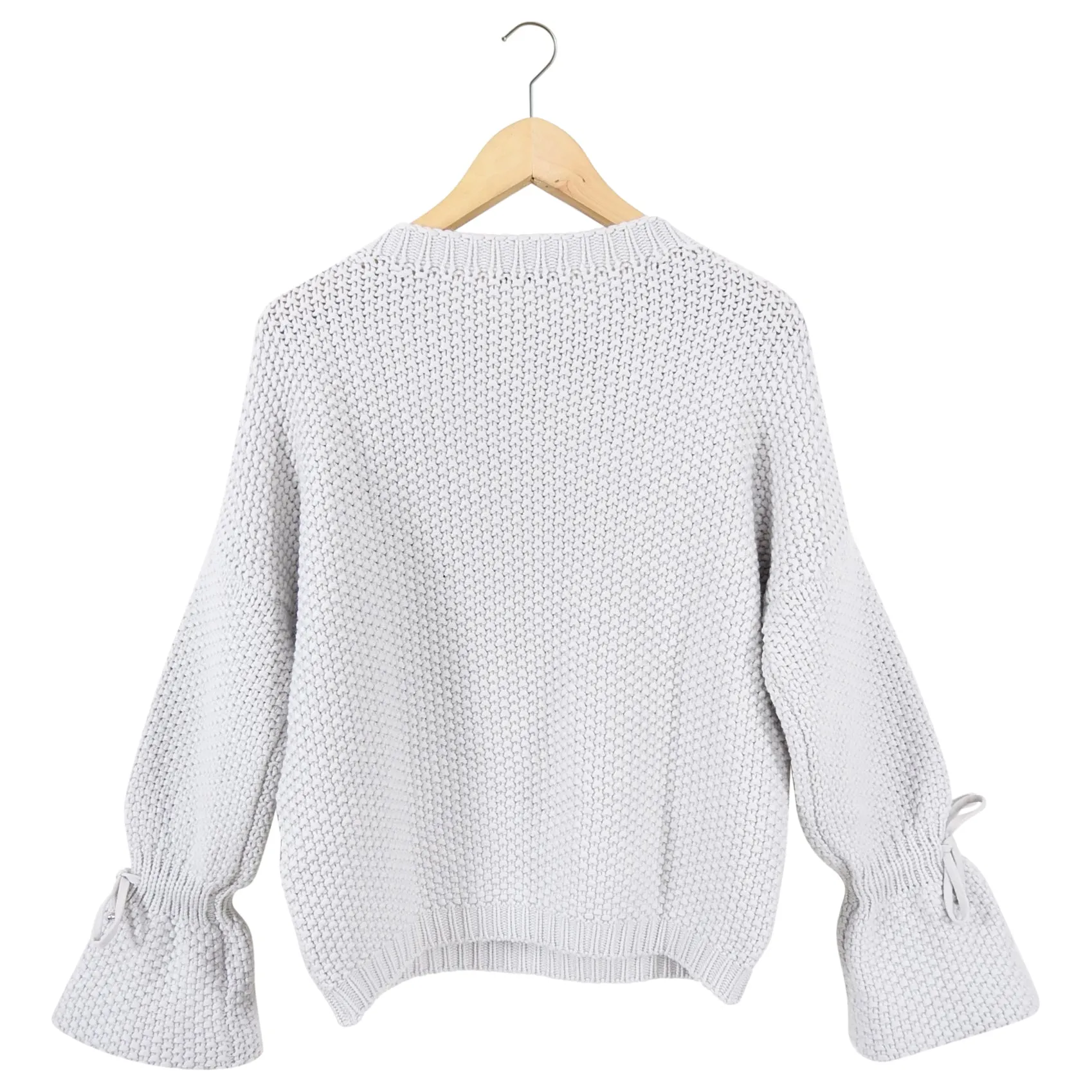 Kash Italy Grey Chunky Knit Sweater with Bell Cuffs - S