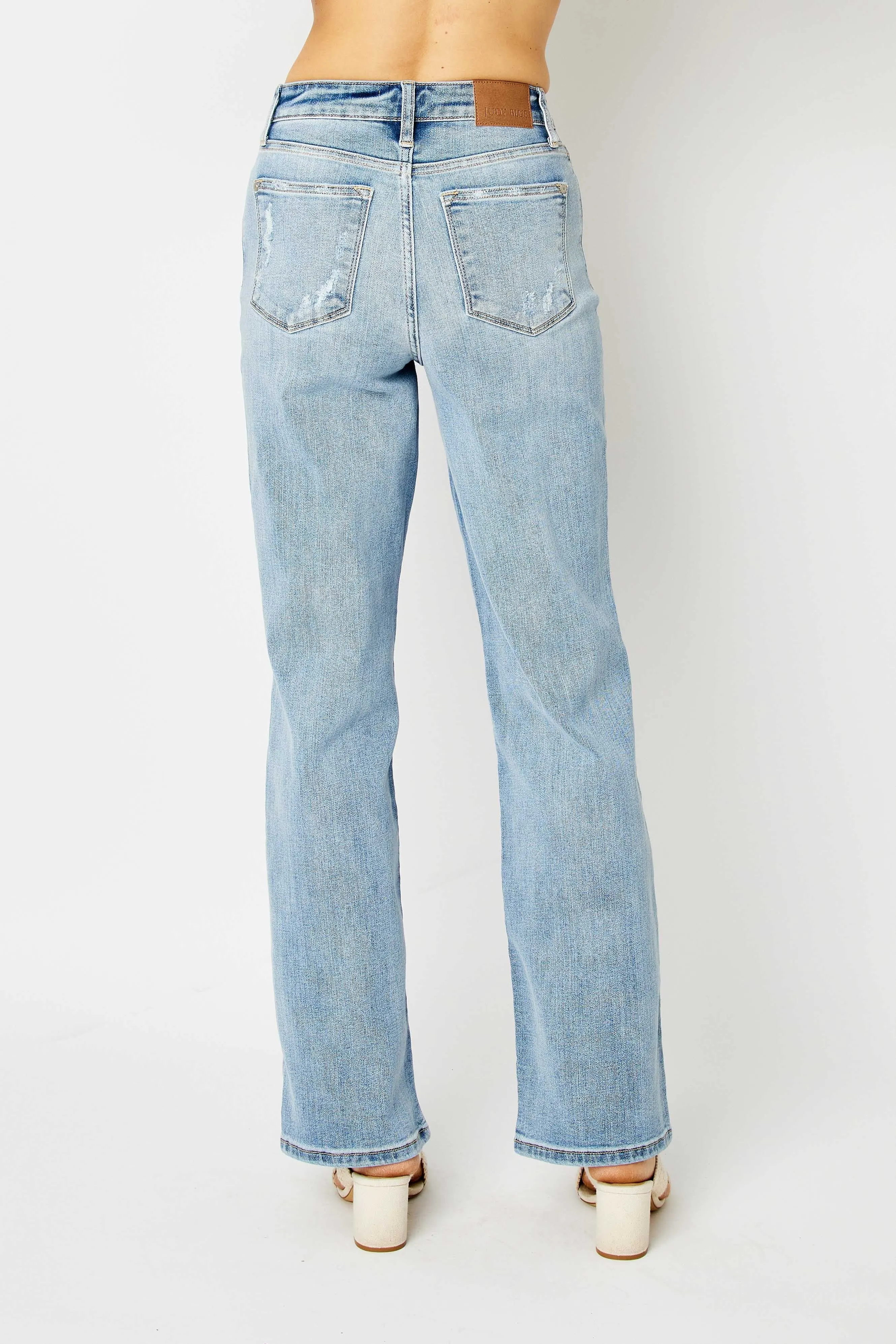 Light Wash Straight Leg Jeans