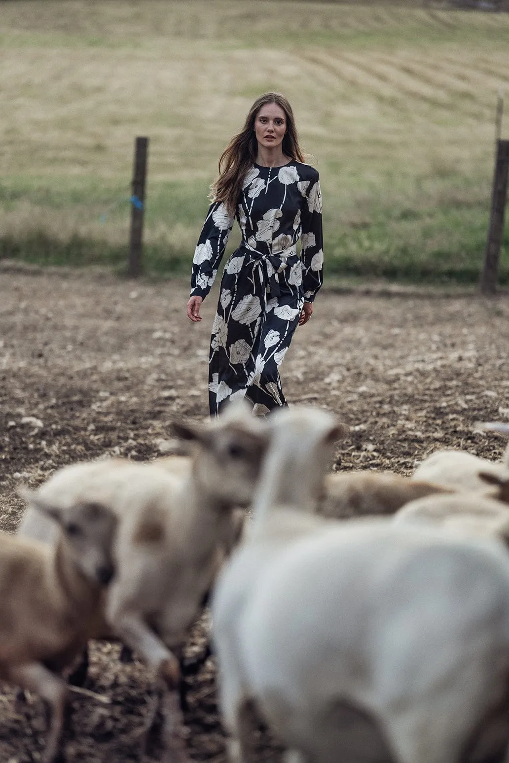 Long Belted Shift Dress-Geo Floral