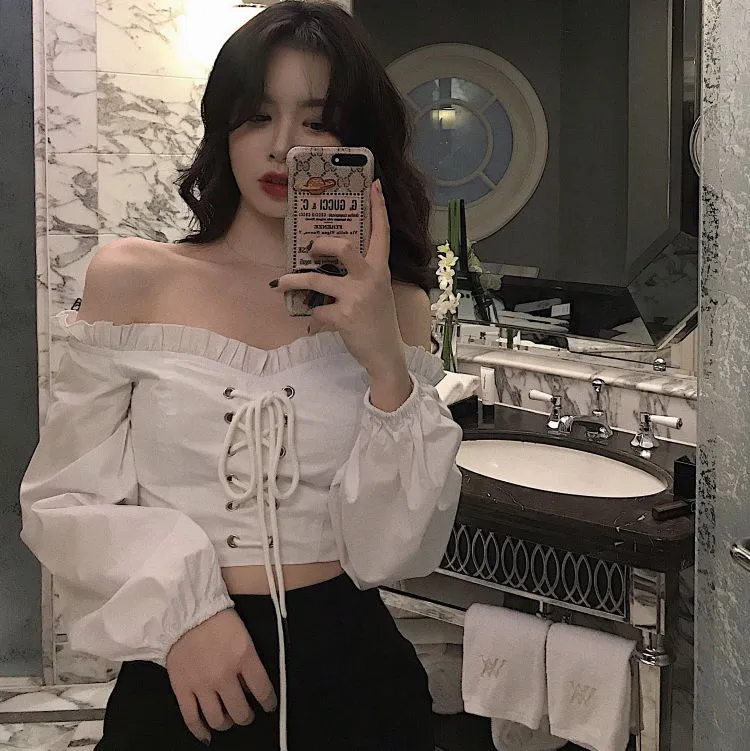 Maiden - Dark Academia Ruffle Crop Top Blouse