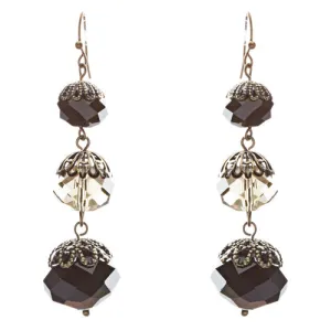 Modern Fashion Chic Cut Out Balls In Linear Arrangement Earrings E834 Black