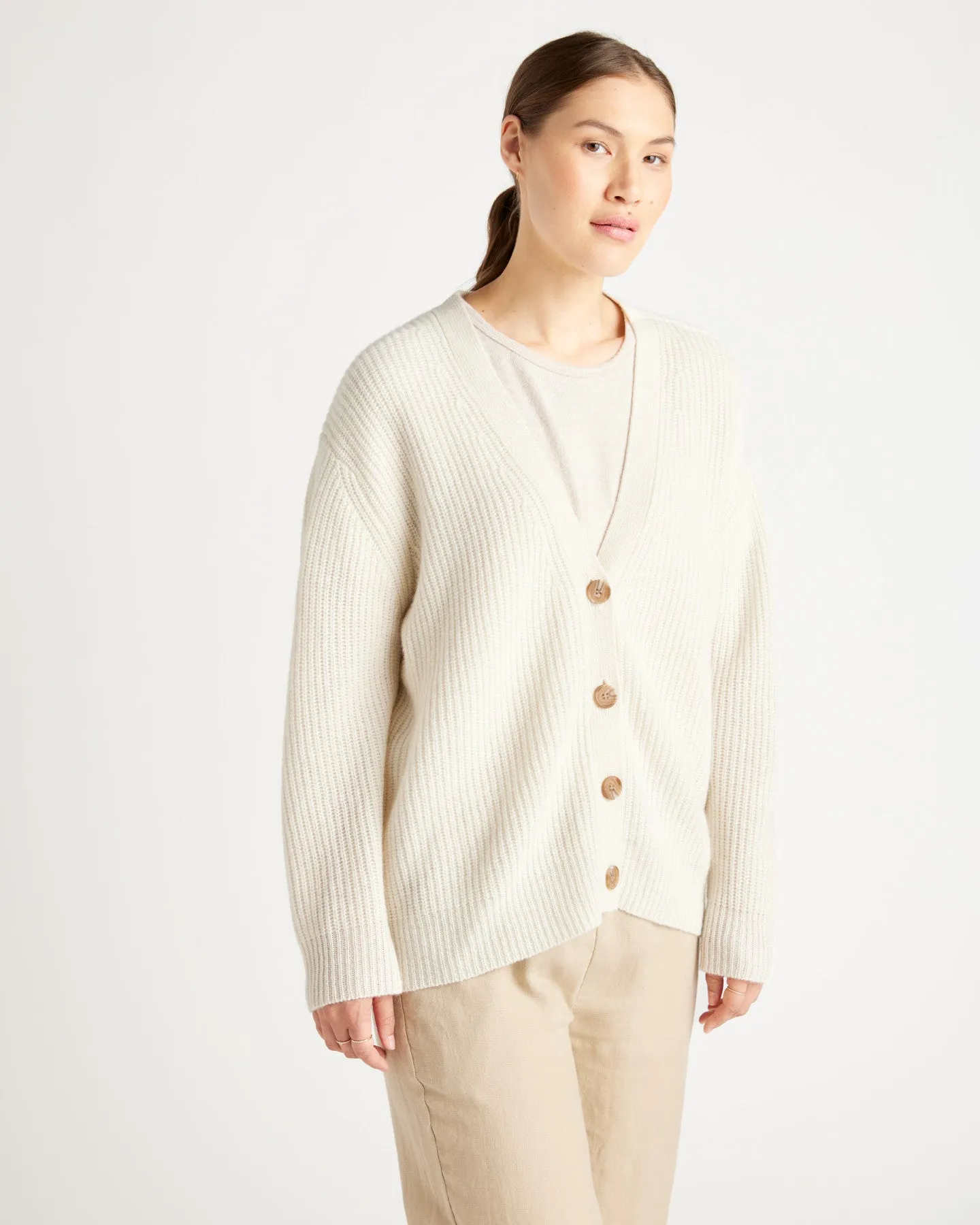Mongolian Cashmere Fisherman Cardigan Sweater