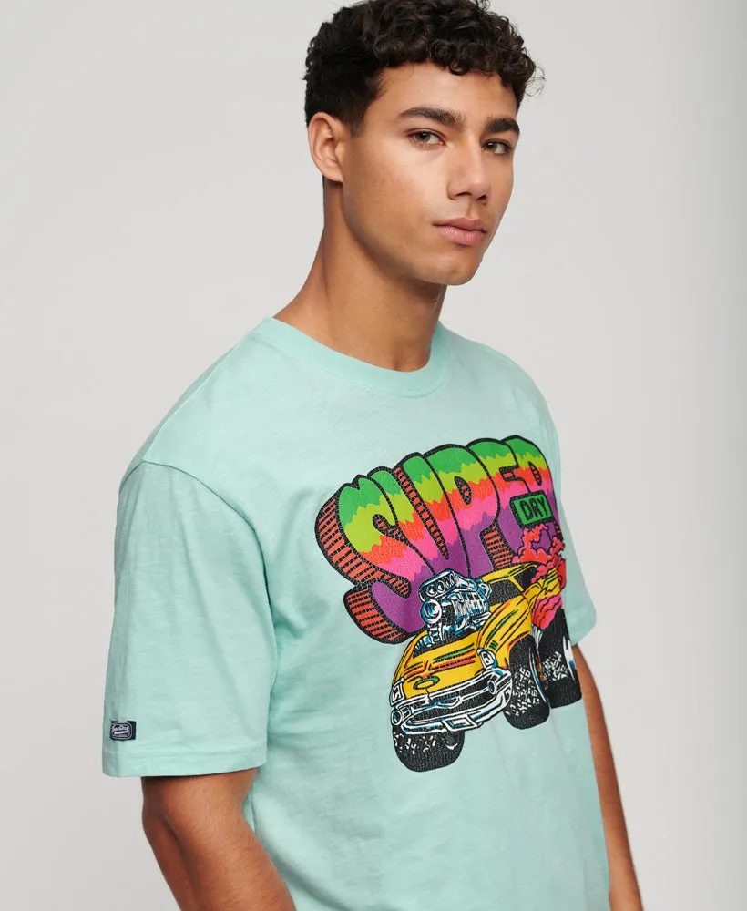 Motor Retro Graphic T-Shirt - Sky Blue