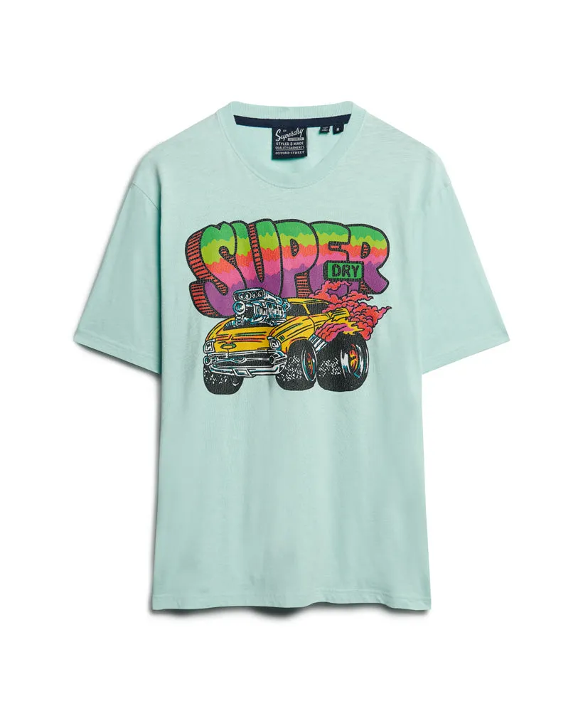 Motor Retro Graphic T-Shirt - Sky Blue