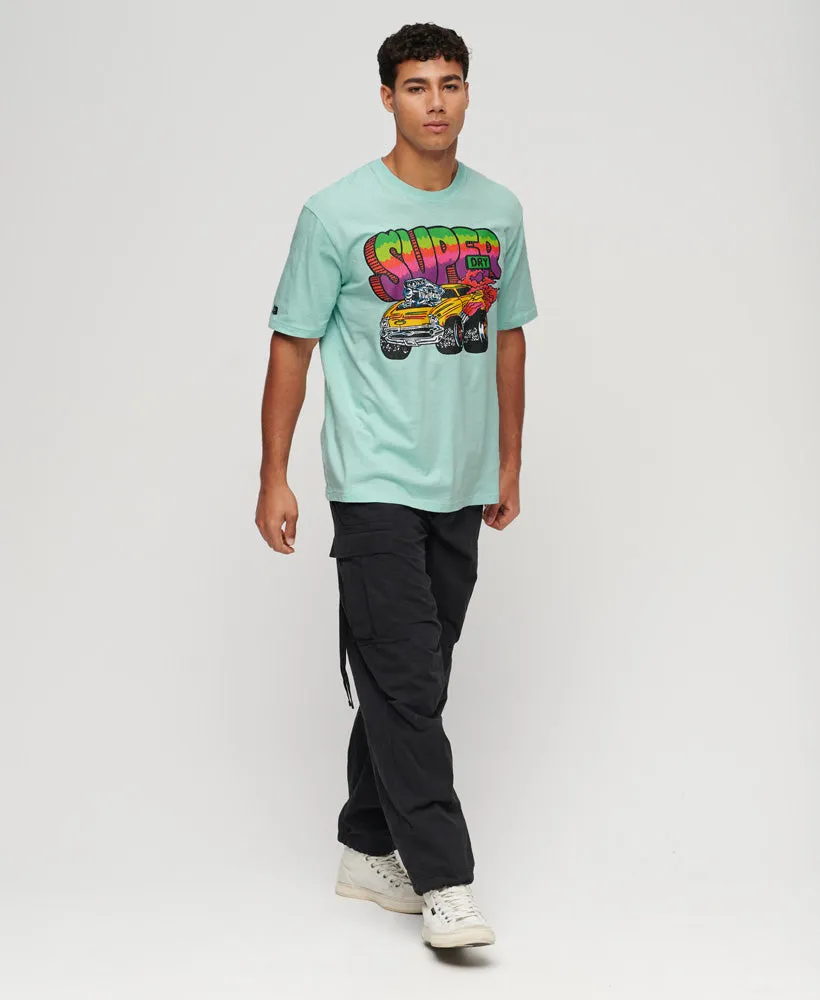 Motor Retro Graphic T-Shirt - Sky Blue
