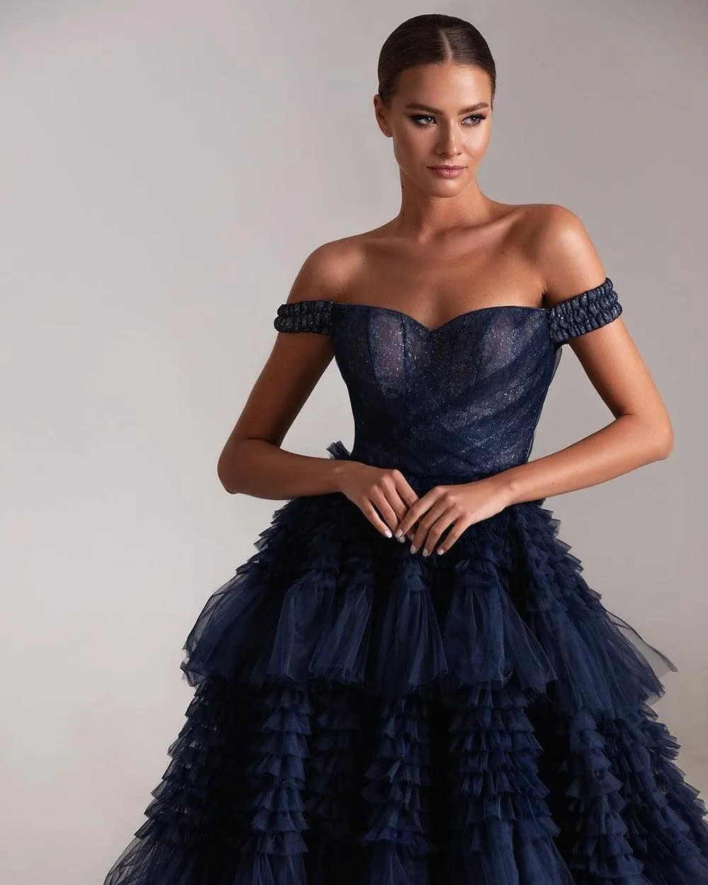 Nina Off the Shoulder Tulle Gown