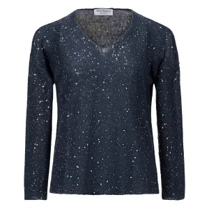 Oscuro Sequins Cotton V-Neck Sweater