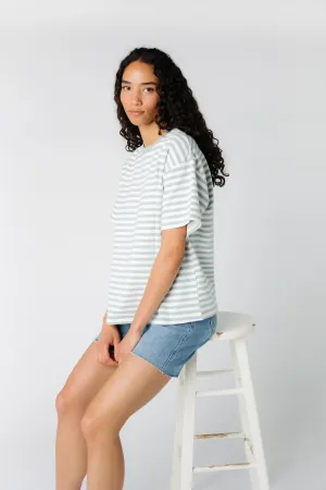 Oversized stripe T-shirt -  Dusty Blue