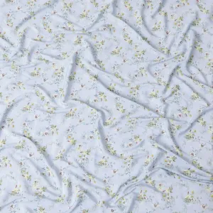 Powder blue synthetic crepe fabric with multicolor print in floral design-D15301