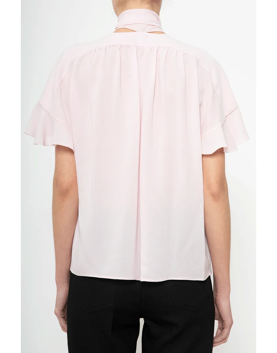 Rose Short Sleeve Tie Front Blouse