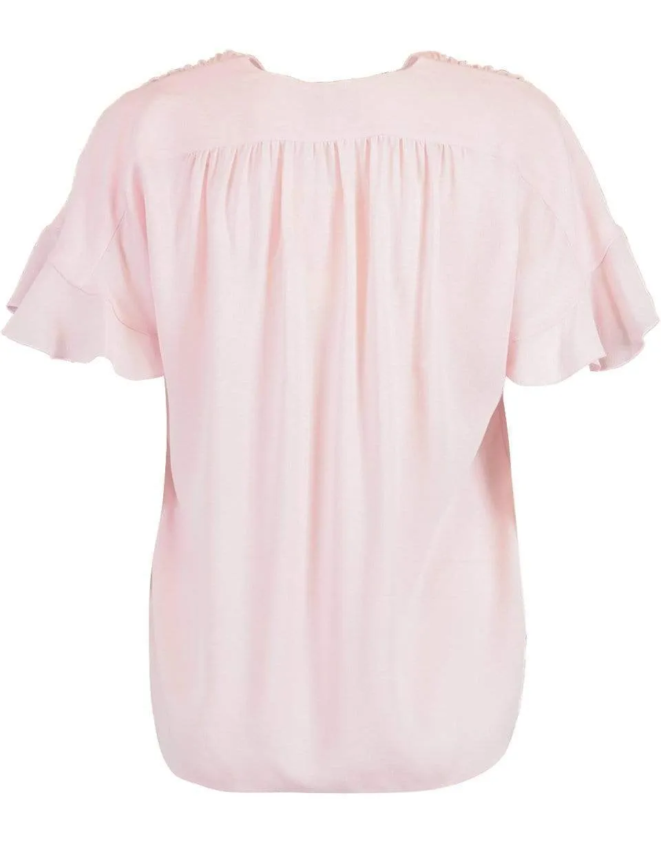 Rose Short Sleeve Tie Front Blouse