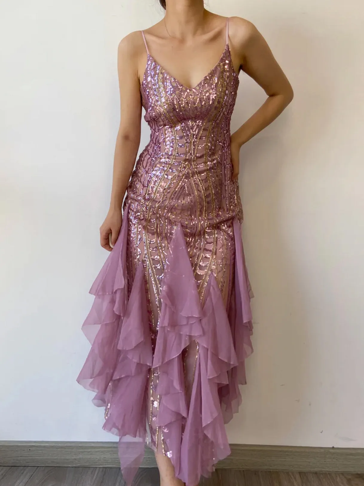 Sequin Ruffles Mermaid Core Dress