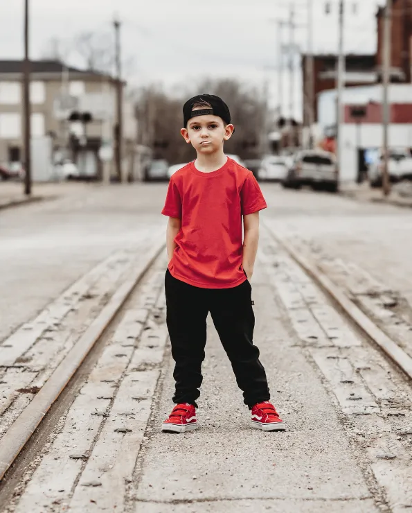 Soft Cotton Pocket Fleece Jogger| Red