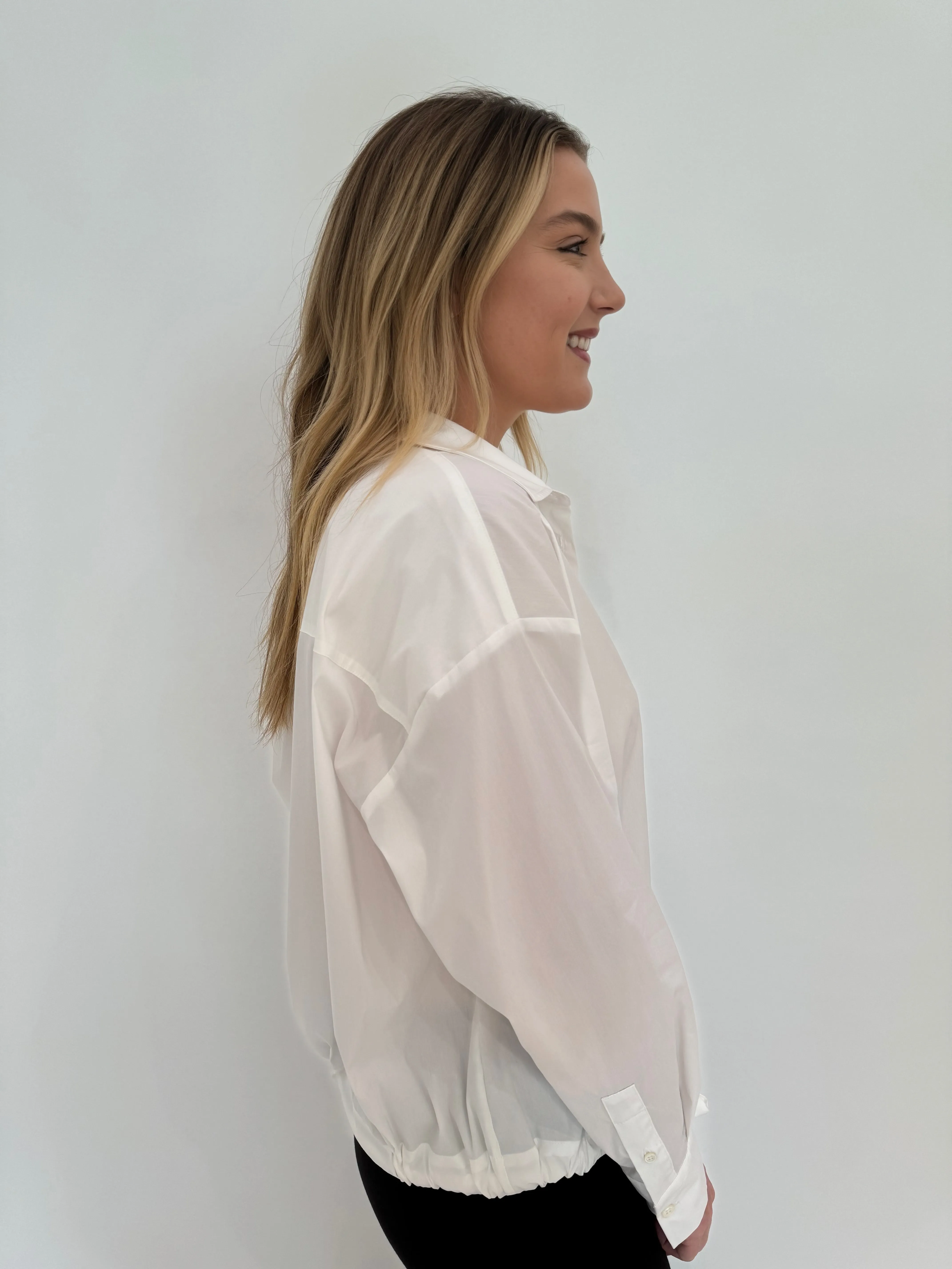 Tie Waistband Blouse - White